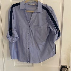 Zara pinstriped shirt with sleeve detail - M